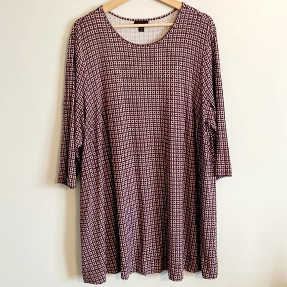 J. Jill Wearever Collection Tunic Top Maroon Medallion Floral Women's XL EUC - Picture 3 of 9